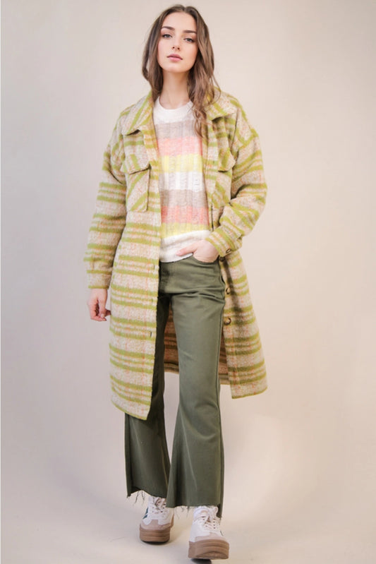 Long Green Plaid Jacket