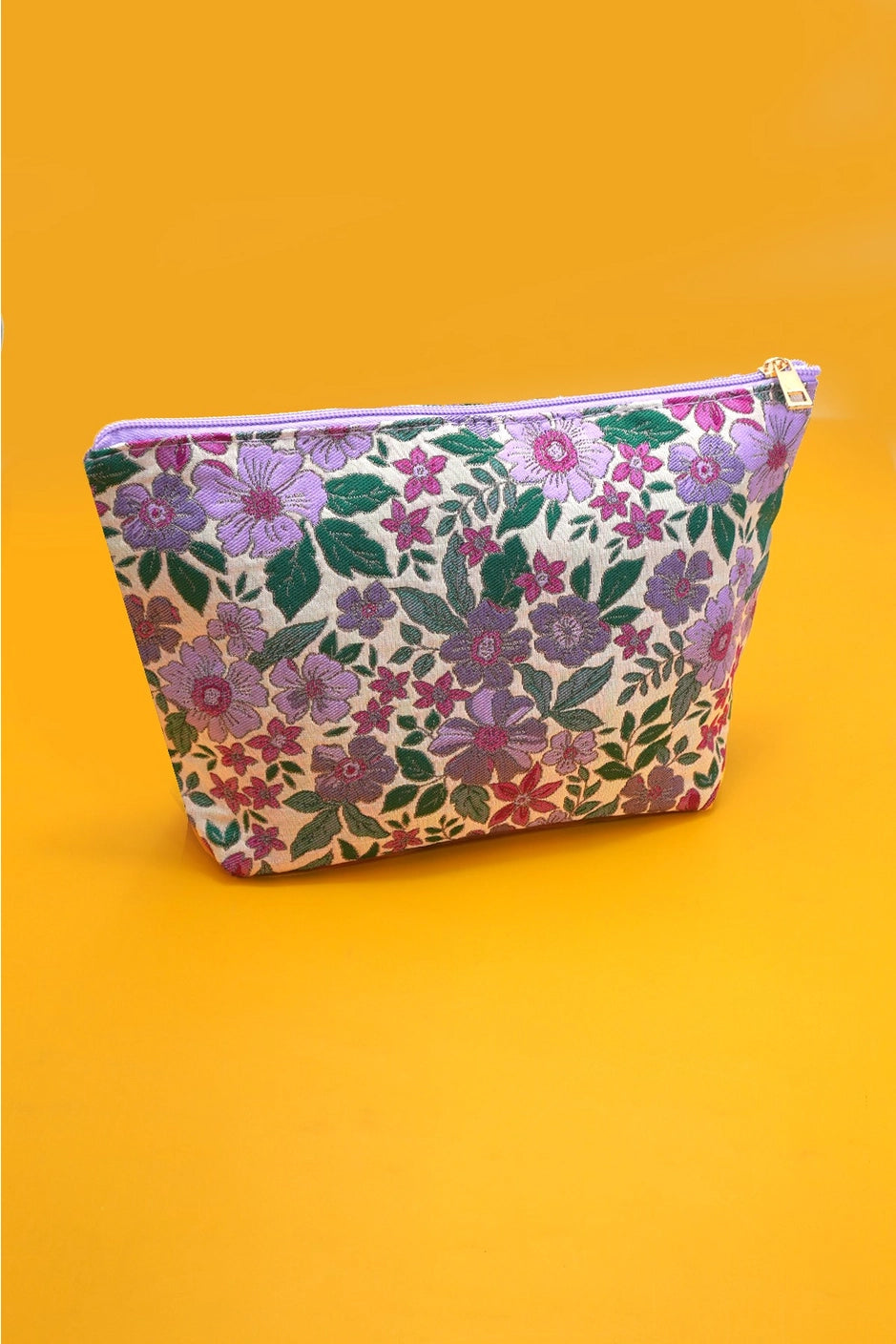 Embroidered Floral Cosmetic Bag