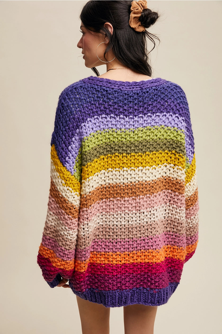 Colorful Hand Crocheted Cardi with Pockets