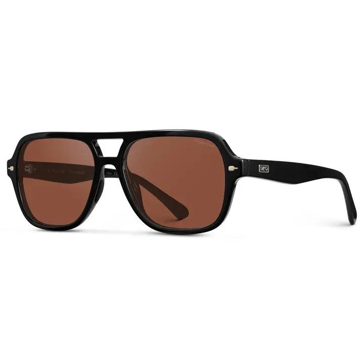 Rally Double Bridge Avaitor Sunglasses Black