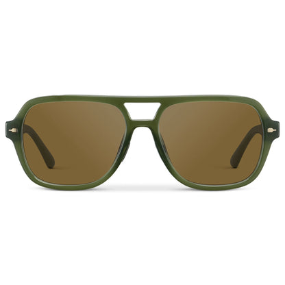 Rally Double Bridge Avaitor Sunglasses Green