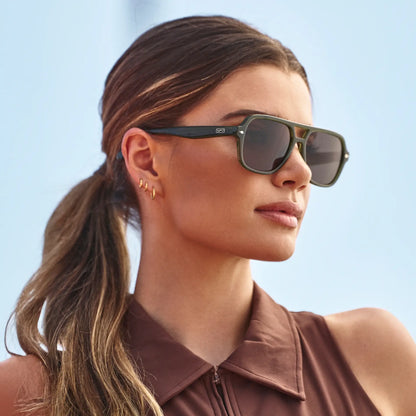 Rally Double Bridge Avaitor Sunglasses Green