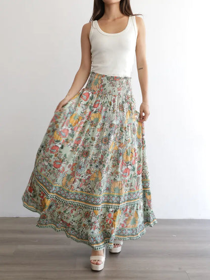 Sage Multi Floral Maxi Skirt