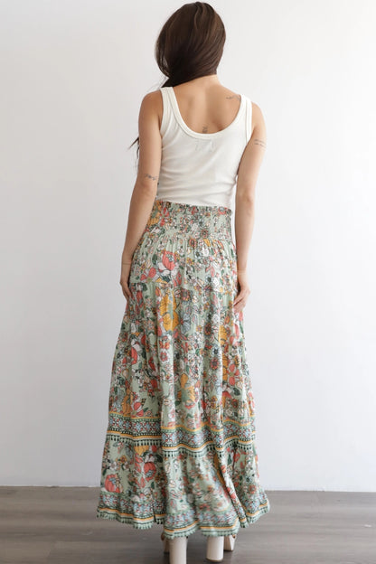 Sage Multi Floral Maxi Skirt