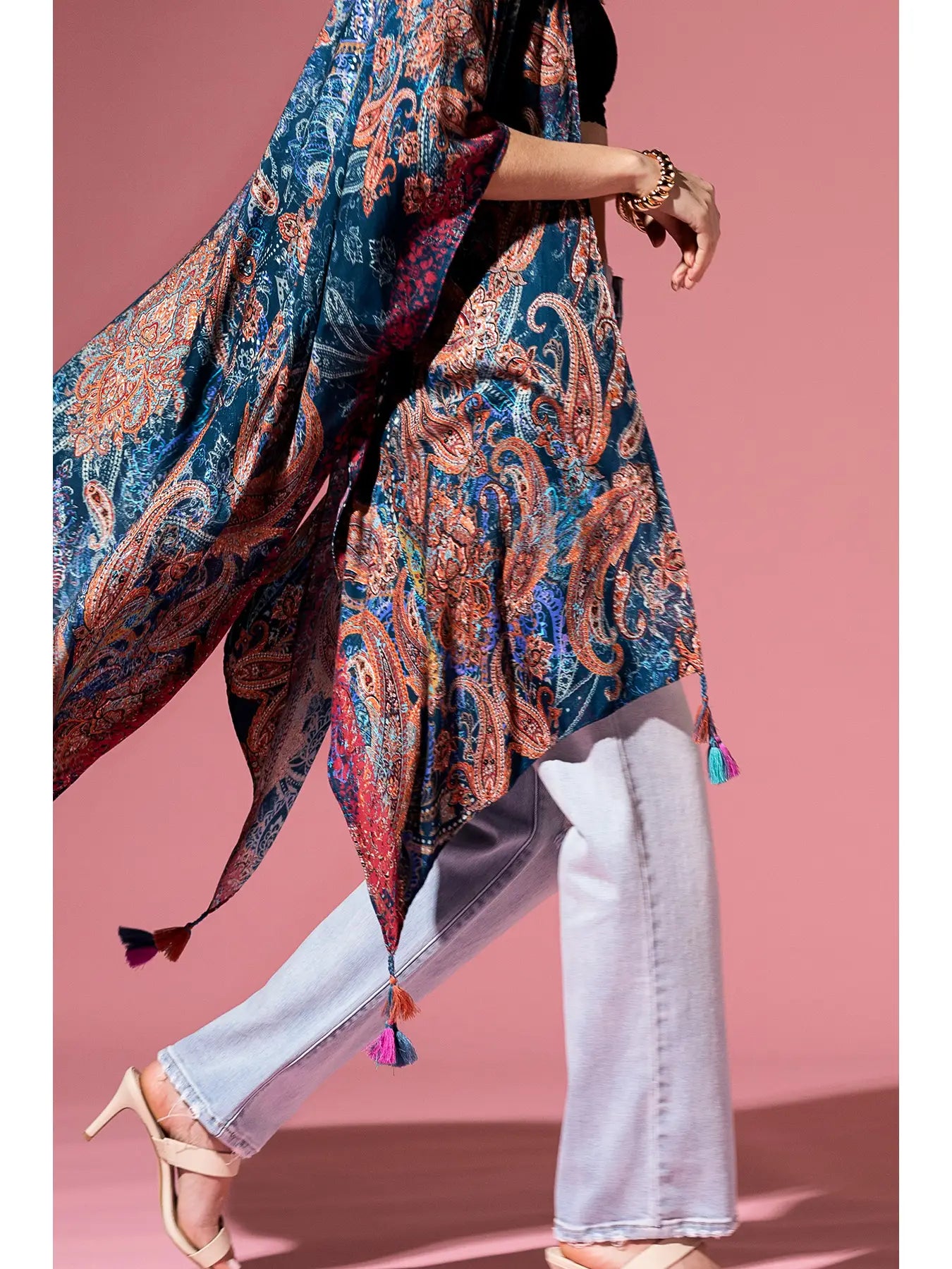 Sophia Paisley Kimono with Tassles