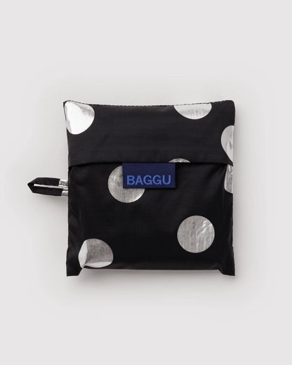 BAGGU Standard Reusable Bag- Black & Silver Polka Dots