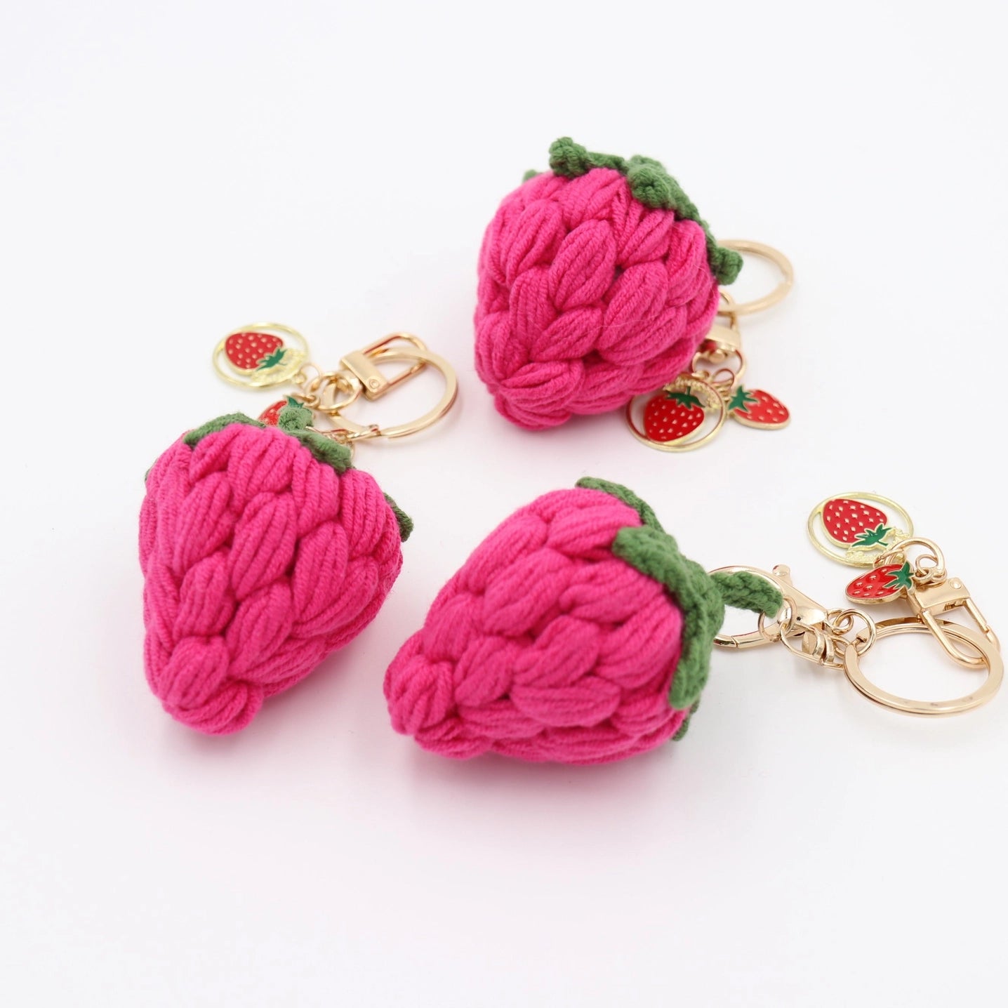 Knit Strawberry Bag Charm