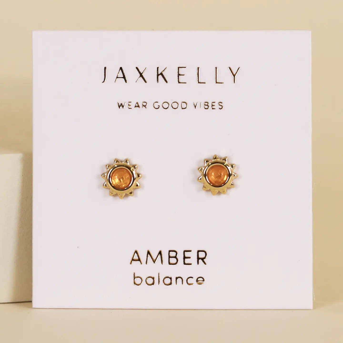 Amber Sun Stud Earrings 18kp