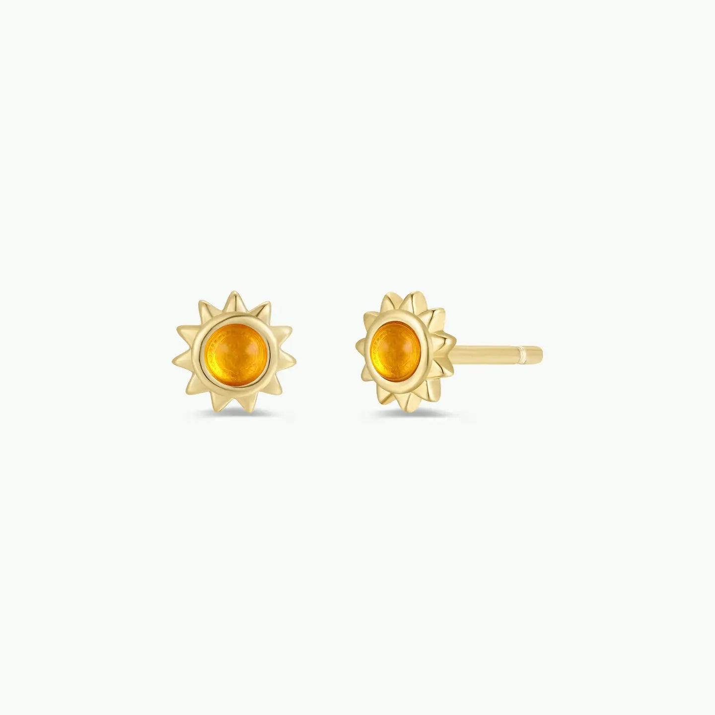 Amber Sun Stud Earrings 18kp