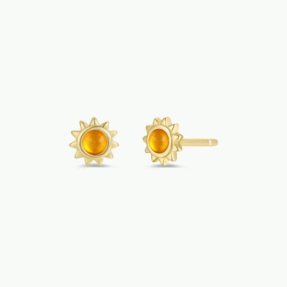 Amber Sun Stud Earrings 18kp