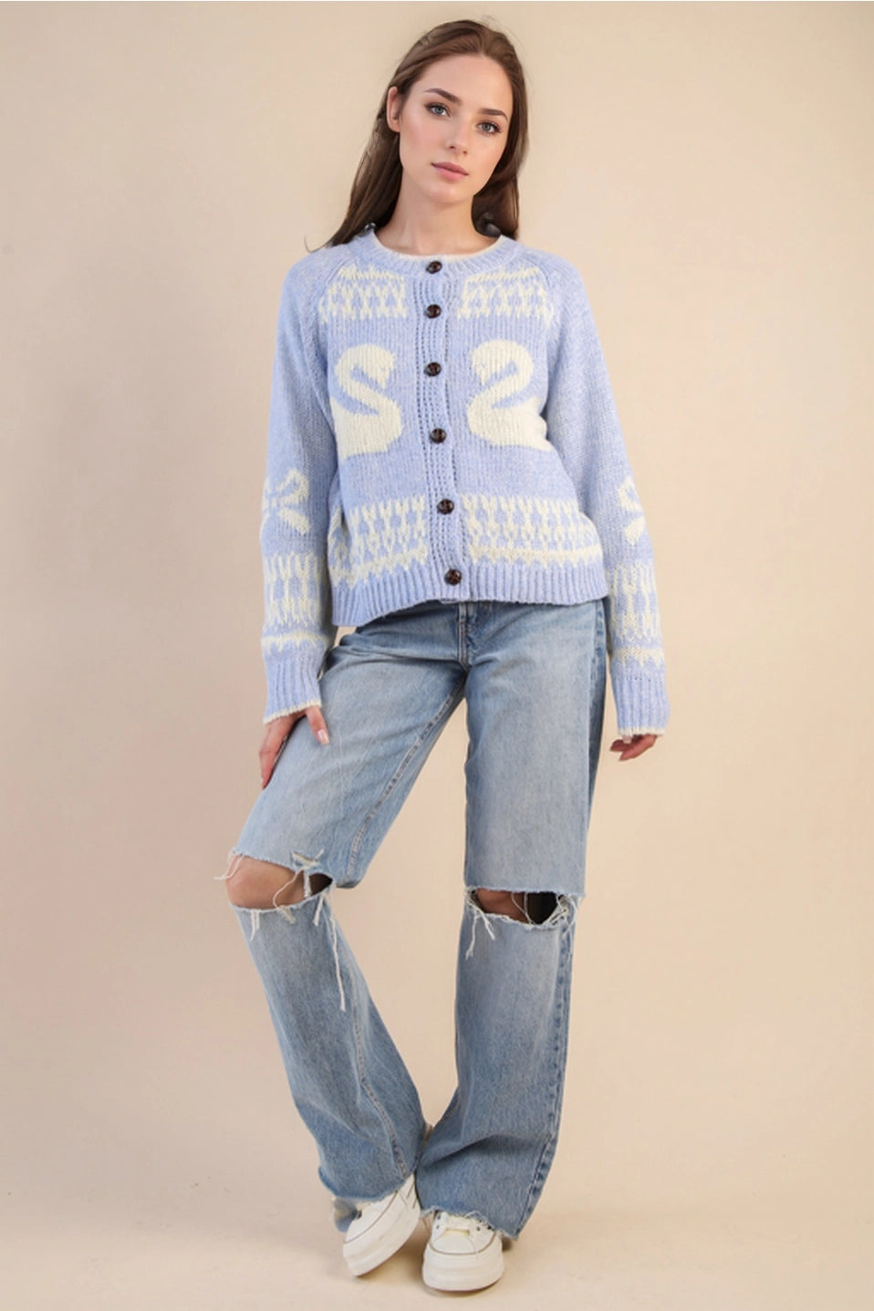 Ice Blue Swan Cardigan