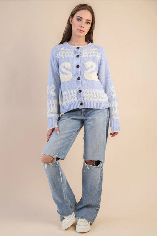 Ice Blue Swan Cardigan