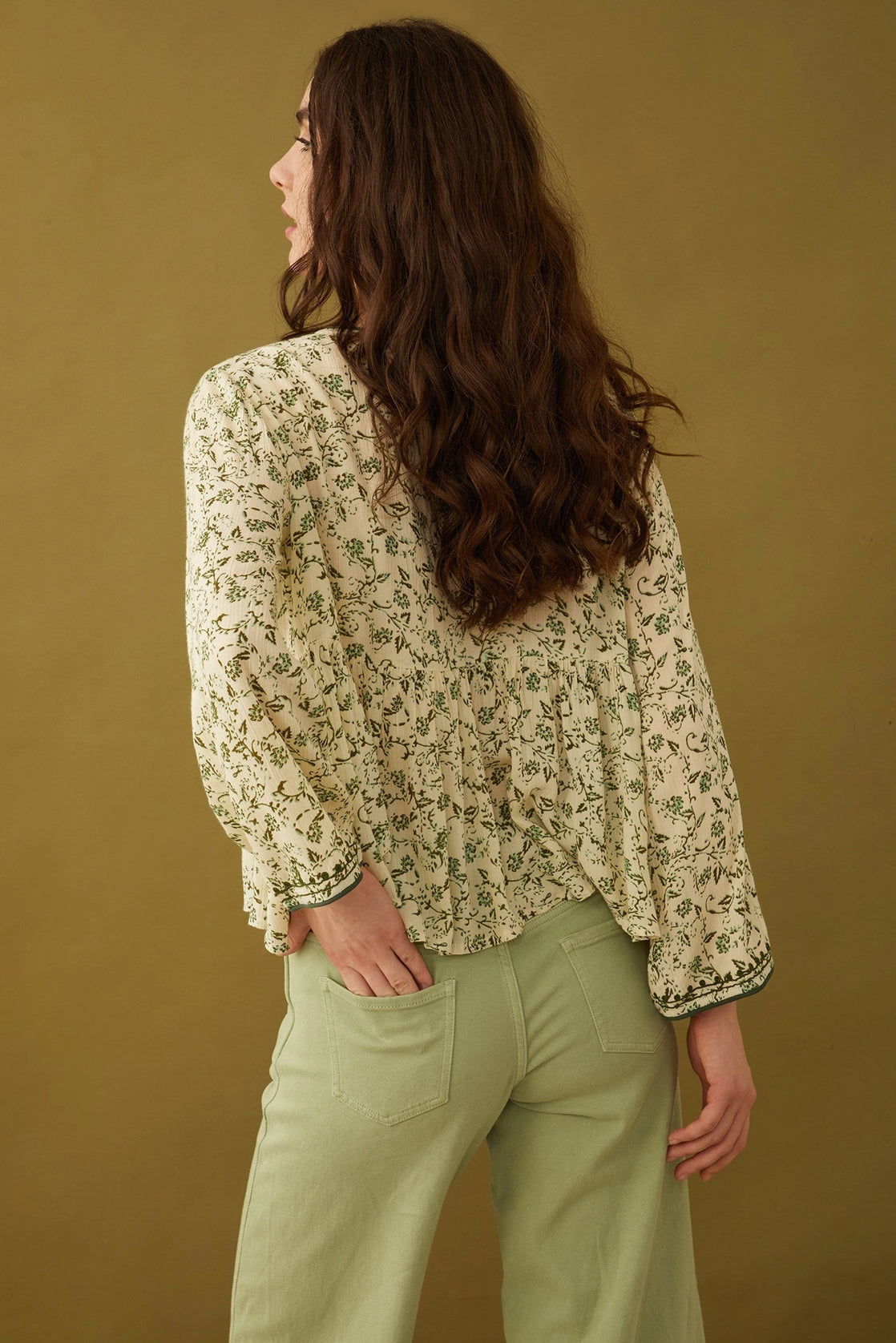 Green Petals Flowy Blouse