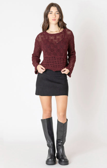 Scalloped Hem Loose Knit Sweater