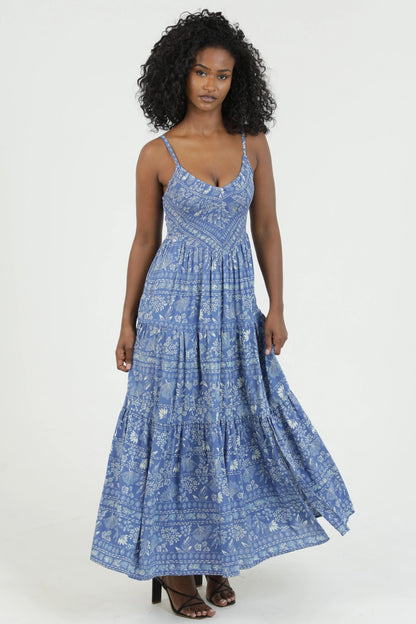 Chevron Bodice Cornflower Blue Dress