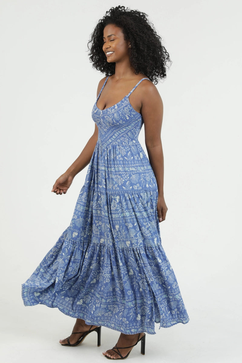 Chevron Bodice Cornflower Blue Dress