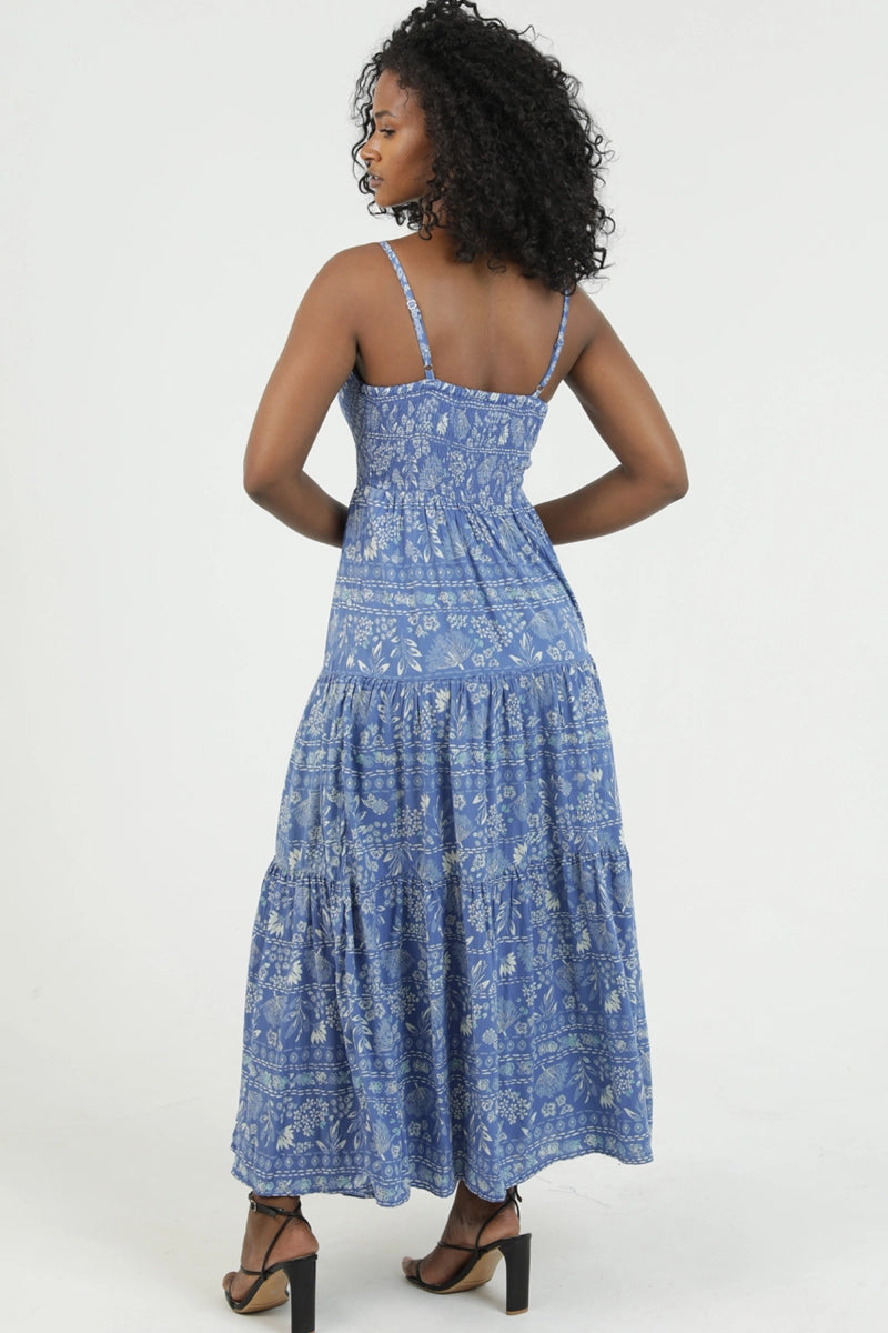 Chevron Bodice Cornflower Blue Dress