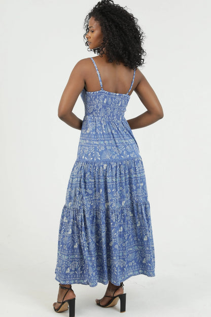 Chevron Bodice Cornflower Blue Dress