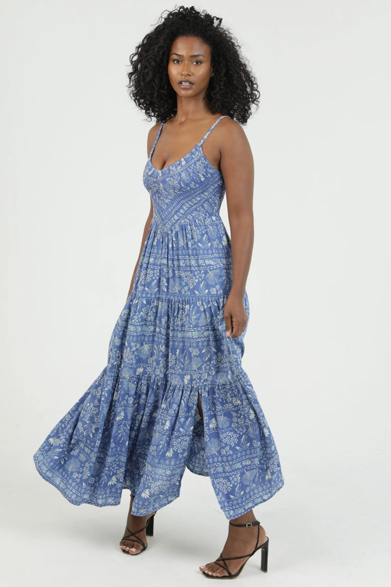 Chevron Bodice Cornflower Blue Dress