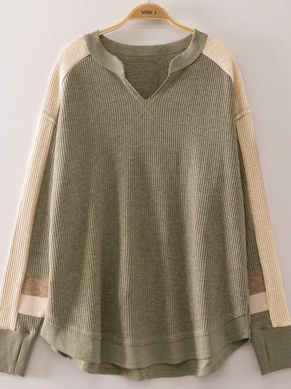 Waffle Knit Top with Thumb Holes