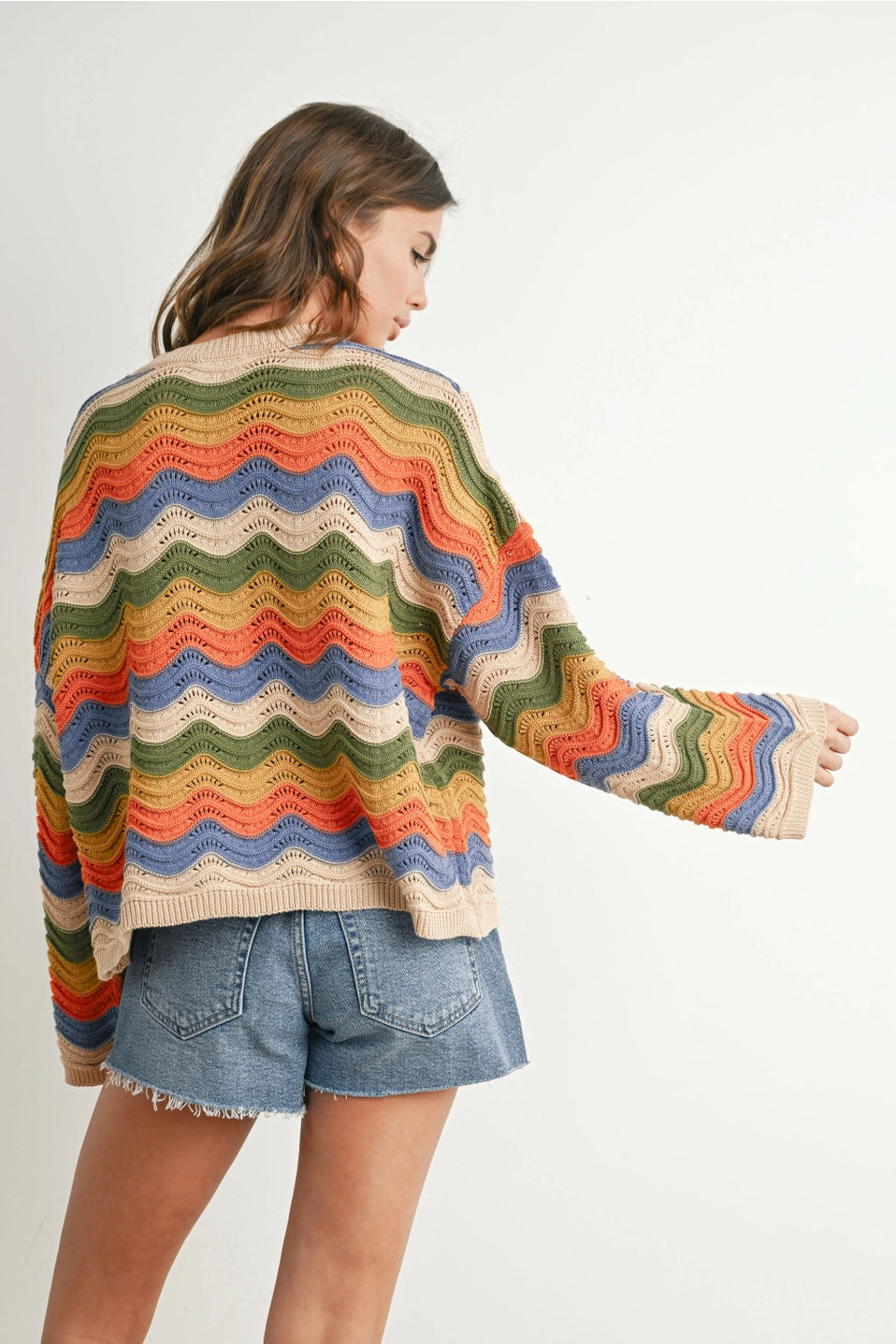 Wavy Chevron Striped Sweater