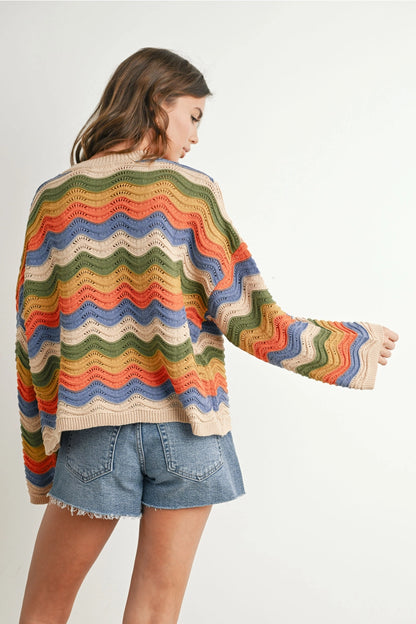 Wavy Chevron Striped Sweater