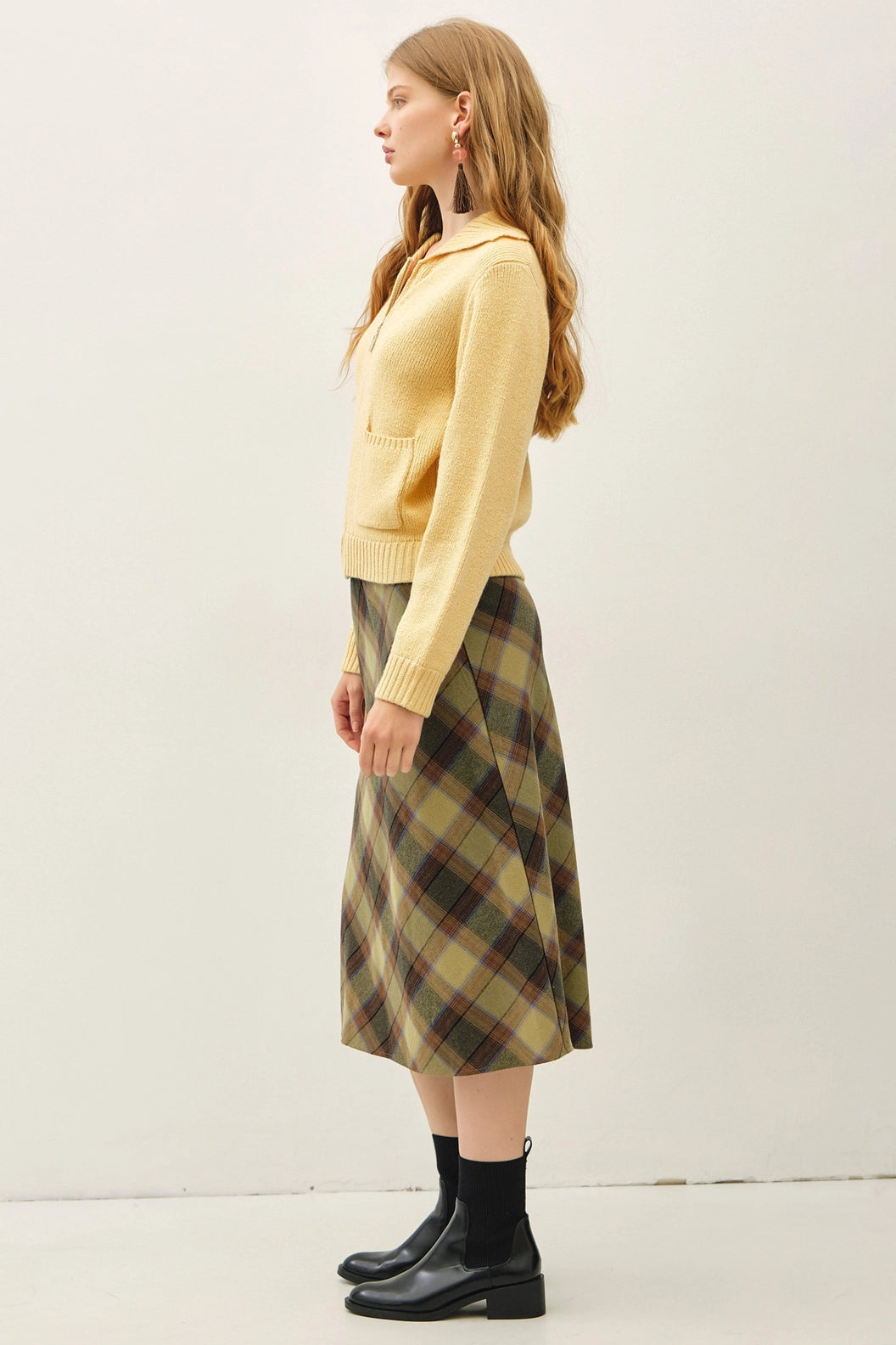 Zip Up Pocket Cardigan Yellow
