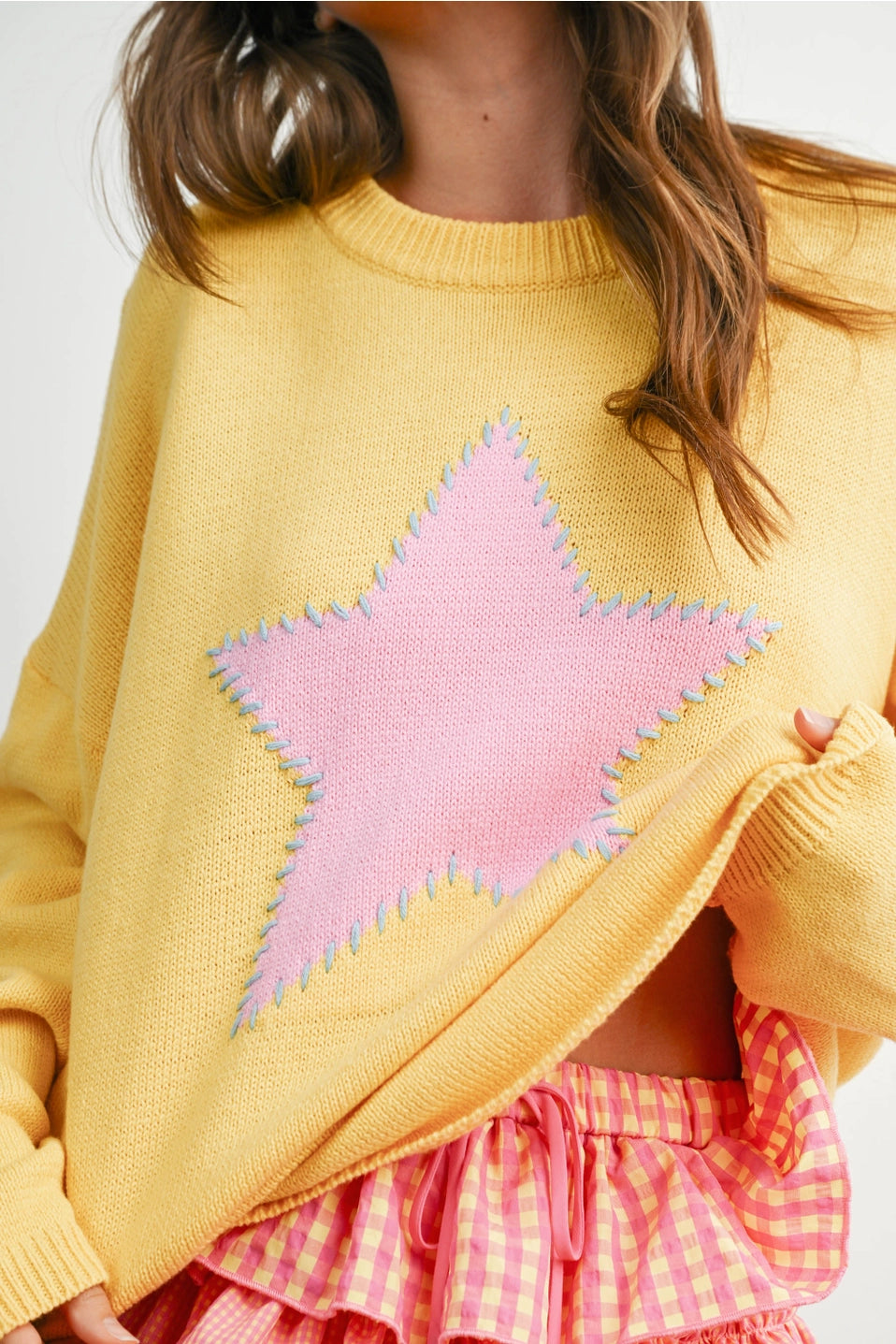 Yellow and Pink Star Sweater