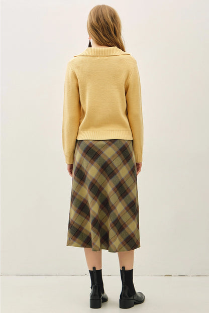 Zip Up Pocket Cardigan Yellow