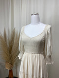 Cream Satin Midi Dress