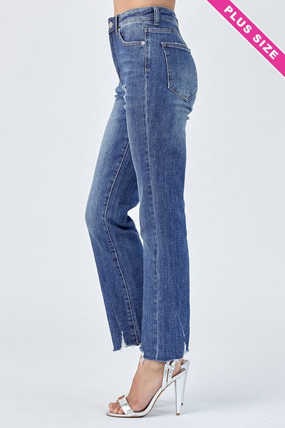 Raw Hem Straight Leg Jeans