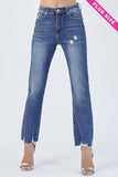 Raw Hem Straight Leg Jeans