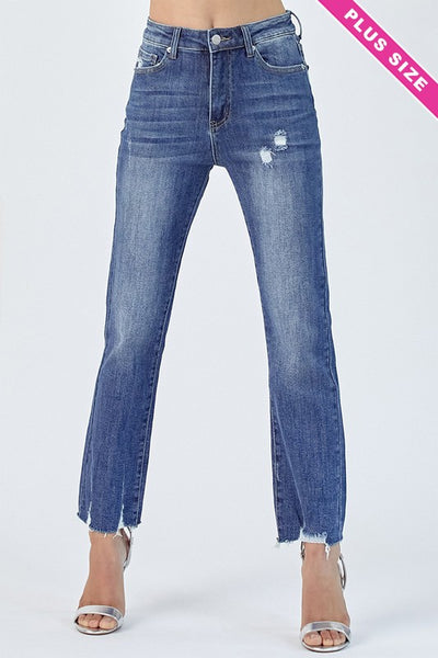 Raw Hem Straight Leg Jeans