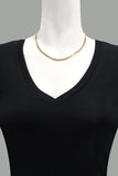 Herringbone Chain Necklace - Silver + Gold