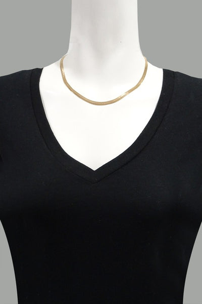 Herringbone Chain Necklace - Silver + Gold