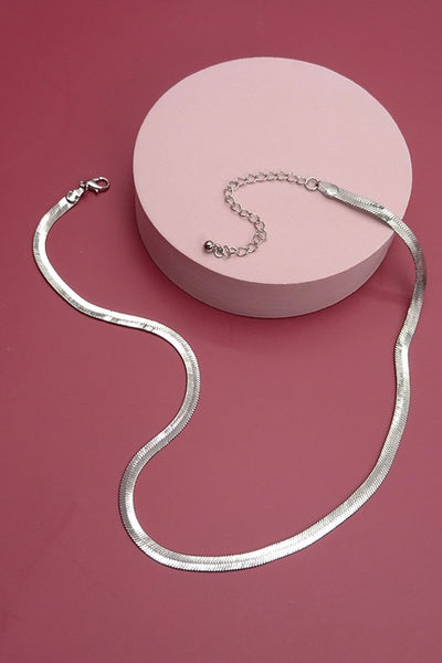 Herringbone Chain Necklace - Silver + Gold