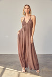Flowy Halter Tie Back Jumpsuit