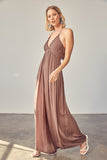 Flowy Halter Tie Back Jumpsuit
