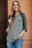 Olive Stripe Raglan Top