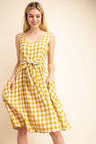 Plaid Midi-Dress with Pockets