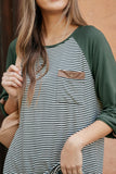 Olive Stripe Raglan Top