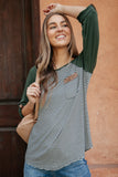 Olive Stripe Raglan Top