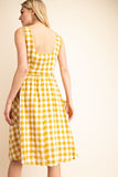 Plaid Midi-Dress with Pockets