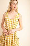 Plaid Midi-Dress with Pockets