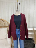 Burgundy Cable Knit Cardigan
