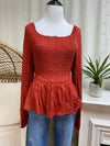 Ruched Peplum Top