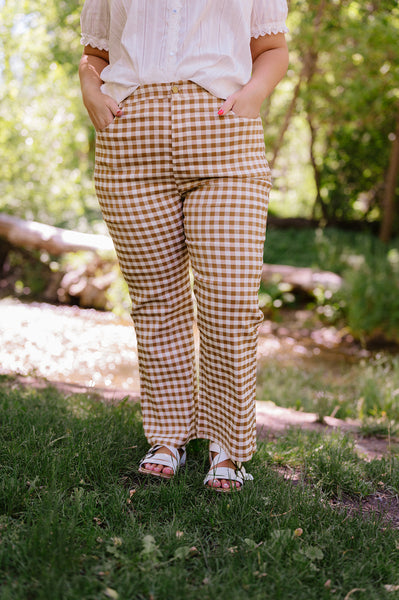 Pretty Babe Checkered Pants - Mustard (Plus)