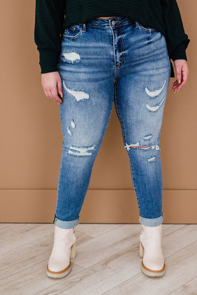So Cool Distressed Cuffed Jeans