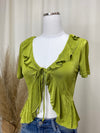 Chartreuse Tie Blouse
