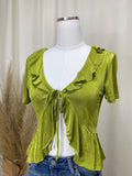 Chartreuse Tie Blouse